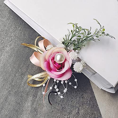 GZKDKZB Handgelenk-Corsage, Hochzeits-Boutonniere, Braut-Handgelenk-Blumen-Rose, handgefertigte Accessoires, Hochzeitsgeschenke für Gäste, Brautparty-Geschenke, Zubehör 1103 (Farbe: A) von GZKDKZB