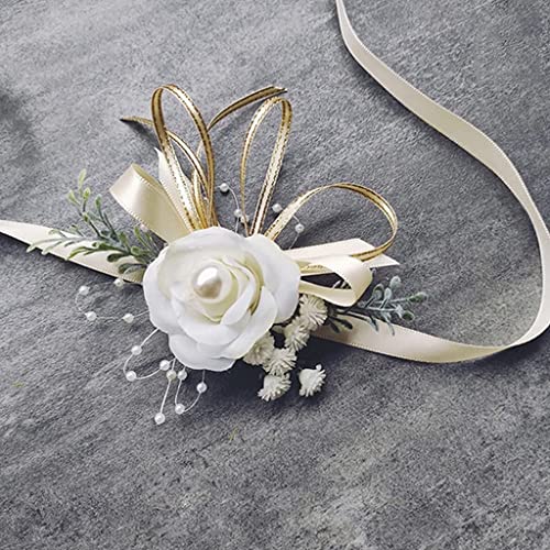 GZKDKZB Handgelenk-Corsage, Hochzeits-Boutonniere, Braut-Handgelenk-Blumen-Rose, handgefertigte Accessoires, Hochzeitsgeschenke für Gäste, Brautparty-Geschenke, Zubehör 1104 (Farbe: A) von GZKDKZB