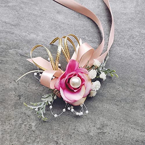 GZKDKZB Handgelenk-Corsage, Hochzeits-Boutonniere, Braut-Handgelenk-Blumen-Rose, handgefertigte Accessoires, Hochzeitsgeschenke für Gäste, Brautparty-Geschenke, Zubehör 1104 (Farbe: B) von GZKDKZB