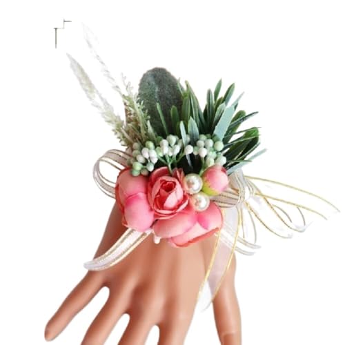 GZKDKZB Handgelenkblume für die Braut, 2er-Set mit Abschlussball-Armbändern, Handgelenk-Ansteckblume aus Band für die Hochzeit, Handgelenkblume für die Brautjungfer, Handgelenk-Dekoration von GZKDKZB