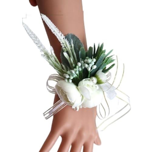 GZKDKZB Handgelenkblume für die Braut, 2er-Set mit Abschlussball-Armbändern, Handgelenk-Ansteckblume aus Band für die Hochzeit, Handgelenkblume für die Brautjungfer, Handgelenk-Dekoration von GZKDKZB