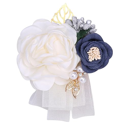 GZKDKZB Handgelenkblume für die Braut, 2er-Set mit Abschlussball-Armbändern, Handgelenk-Anstecker für die Hochzeit, Perlen-Handgelenkblume für die Brautjungfer, Abschlussball-Party-Dekorat von GZKDKZB