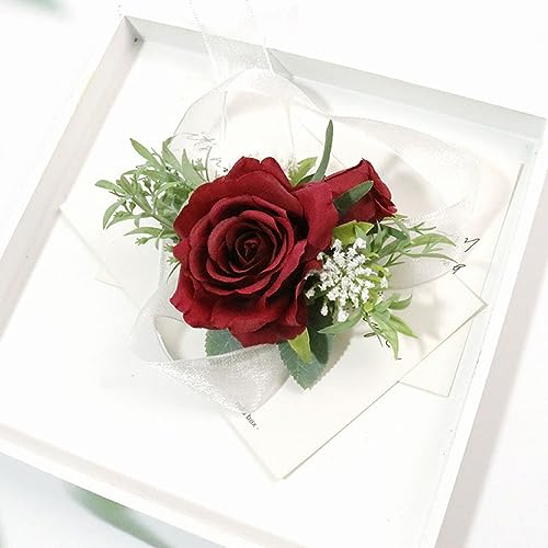 GZKDKZB Handgelenkblume für die Braut, Abschlussball-Armbänder, 2er-Set, Rosen-Handgelenk-Anstecker für die Hochzeit, Brautjungfer, Braut-Handgelenkblume, Abschlussball-Party-Dekoration, H von GZKDKZB