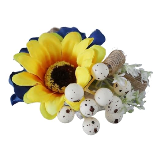 GZKDKZB Handgelenkblume für die Braut, Abschlussball-Armbänder, 2er-Set, gelbe Sonnenblumen-Handgelenk-Corsage für die Hochzeit, Handgelenkblume für Brautjungfern, Handgelenk-Dekoration fü von GZKDKZB