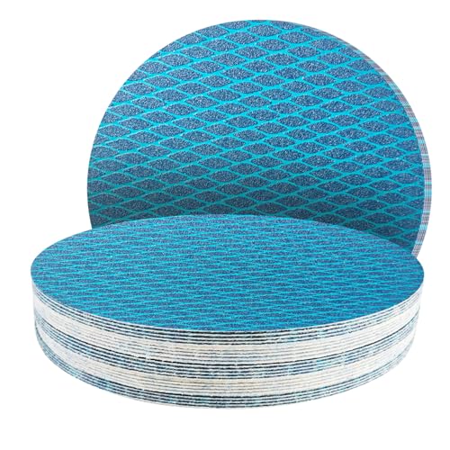 25Stk 180mm Klett Schleifpapier blau ohne löcher, Exzenter Schleifscheiben, 60/80/120/180/240 körnung Schleifpads, Schleifmittel Resistent gegen Zusetzen für Exzenterschleifer Schleifmaschine von GZKTY