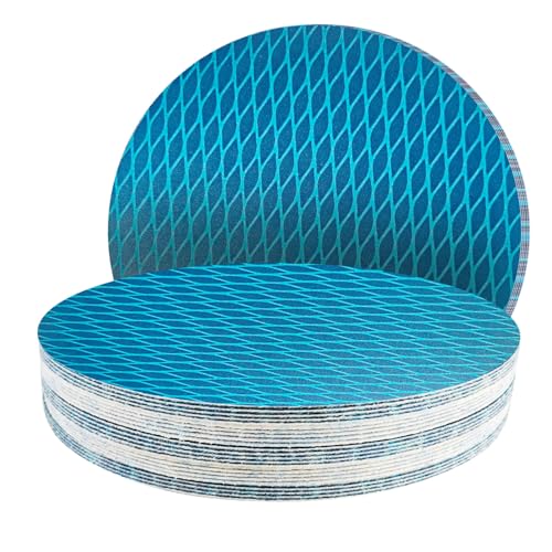 25Stk 225mm Klett Schleifpapier blau ohne löcher, Exzenter Schleifscheiben, 180 körnung Schleifpads, Schleifmittel Resistent gegen Zusetzen für Exzenterschleifer Schleifmaschine von GZKTY