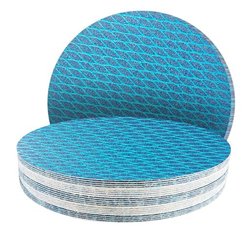 25Stk 225mm Klett Schleifpapier blau ohne löcher, Exzenter Schleifscheiben, 80 körnung Schleifpads, Schleifmittel Resistent gegen Zusetzen für Exzenterschleifer Schleifmaschine von GZKTY