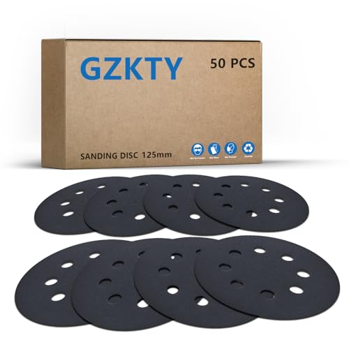 GZKTY 50Stk Schleifpapier 125mm klett, Exzenter Schleifscheiben, 8-Loch Korn 1000 Nassschleifpapier Set, Exzenterschleifer Schleifpapi für Auto Metall von GZKTY