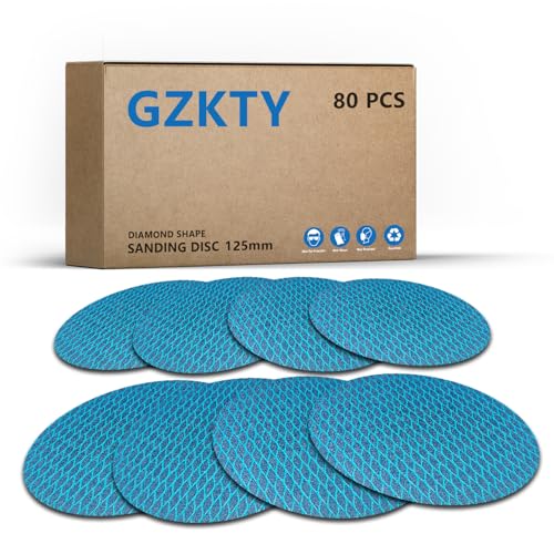 GZKTY 80Stk 125mm Klett Schleifpapier, Exzenter Schleifscheiben, 60-400 Körnung Schleifpads, Schleifmittel Resistent gegen Zusetzen für Exzenterschleifer Schleifmaschine Poliermaschine von GZKTY