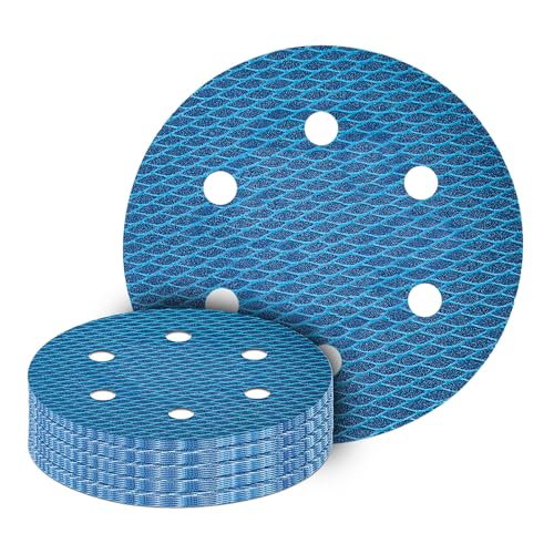 GZKTY 20Stk 225mm Klett Schleifpapier, Exzenter Schleifscheiben, 6-Loch Körnung 120 Schleifpads für Exzenterschleifer Schleifgiraffe Schleifmaschine Poliermaschine von GZKTY