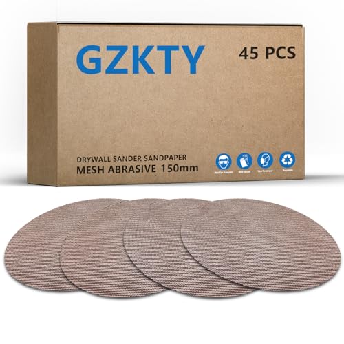 GZKTY 45 Stück Schleifpapier 150mm klett Rund Netz, Exzenter Schleifscheiben, Gitter Körnung 60 Netzschleifscheiben, Passend für Exzenterschleifer 150mm. von GZKTY