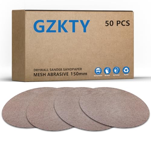 GZKTY 50 Stück Schleifpapier 150mm klett Rund Netz, Exzenter Schleifscheiben, Gitter Körnung 100 Netzschleifscheiben, Passend für Exzenterschleifer 150mm. von GZKTY