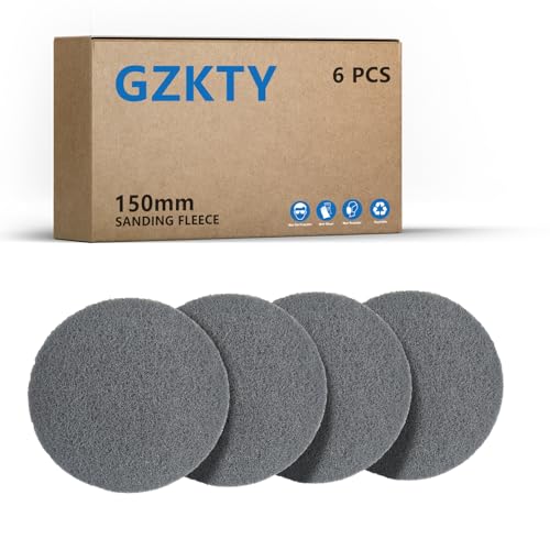 GZKTY 6Stk Schleifvliese 150 mm, P250-300 Körnung, Schleifvliese für Exzenterschleifer, Schleifmaschine, Poliermaschine von GZKTY