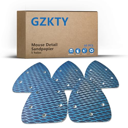 GZKTY 60 Stück Schleifpapier Dreieckschleifer Set, 5-Loch Deltaschleifer Schleifpapier P100 Körnung, für Metall, Wände, Holz & Möbel – Aus Hochwertigem Aluminiumoxid von GZKTY