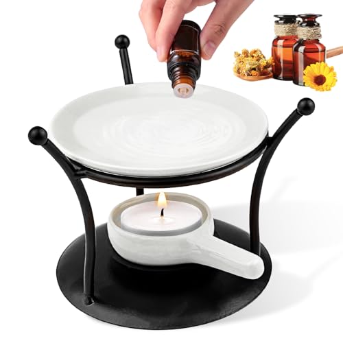 GZLFH Duftlampe, Oil Burner Aromalampe Teelicht mit Keramikschale und der Candle Löffel Stövchen für Duftöle für Home Office Schlafzimmer Dekoration (Eisenkunst) von GZLFH