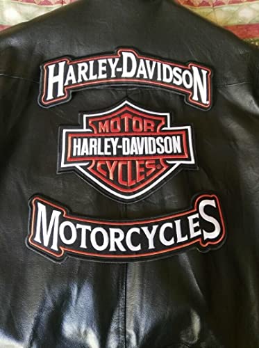 GZM Set mit 3 Aufnähern Patches Logo groß Harley Davidson Weste zum Aufbügeln groß XL Schulter Angebot Geschenkidee Emblem Sportster Dyna Softail Biker Club von GZM