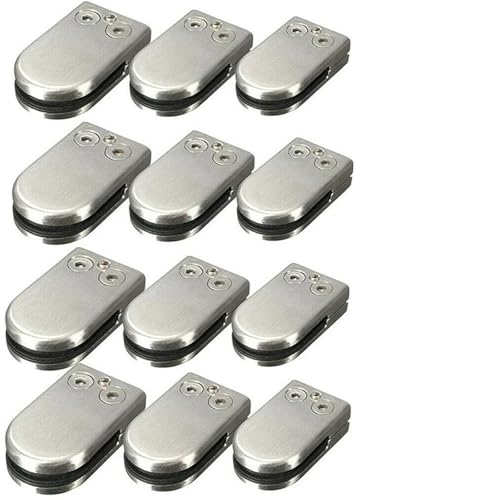 GZQHOI GlasgeläNderklammern 12 Stück runde Regalhalterungen, Klemmen, Clips for 6–12 mm Glas, verstellbare Schraube, Glasgeländer-Clips FüR Balustrade Handlauf(8pcs S) von GZQHOI