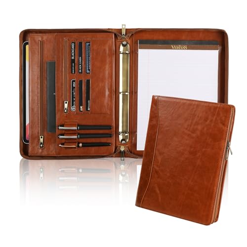 GZRHKJ Portfolio aus echtem Leder, 3-Ringbuch, 27,9 x 35,6 cm, Padfolio-Organizer, professionelles Business-Portfolio-Ordner für Damen und Herren, personalisiertes Graviertes Padfolio mit Notizblock von GZRHKJ