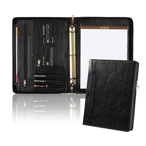 GZRHKJ Portfolio aus echtem Leder, 3-Ringbuch, 27,9 x 35,6 cm, Padfolio-Organizer, professionelles Business-Portfolio-Ordner für Damen und Herren, personalisiertes Graviertes Padfolio mit Notizblock von GZRHKJ