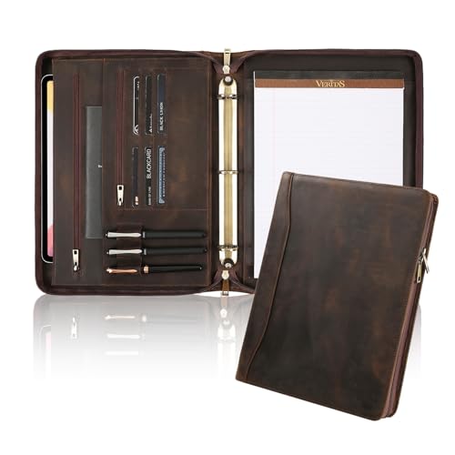 GZRHKJ Portfolio aus echtem Leder, 3-Ringbuch, 27,9 x 35,6 cm, Padfolio-Organizer, professionelles Business-Portfolio-Ordner für Damen und Herren, personalisiertes Graviertes Padfolio mit Notizblock von GZRHKJ