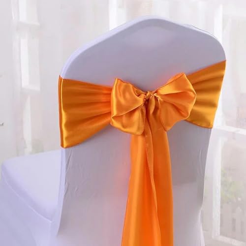 GZSLKSCD 10/100 Stück Satin-Stuhlschleifen, Schärpen, Stuhlknoten, Schleifenbänder für Partys, Events, Hotels, Bankette, Heimdekoration, Beige, 100 Stück (Orange, 100 Stück) von GZSLKSCD