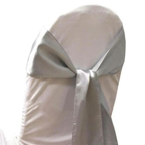 GZSLKSCD 10/50/100 Stück Satin-Stuhlschärpen, Stuhlschleife, Knotenband, für Hochzeiten, Partys, Hotels, Veranstaltungen, Bankette, Geburtstagsdekoration, Türkis, 10 Stück (Silber, 100 Stück) von GZSLKSCD