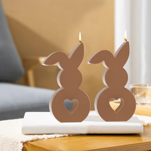 2 Stück Ostern Kaninchen Silikonformen Gießformen, 3D Kaninchen Gießform Ostern Silikonform Gips Auto Montiert Weihrauch Erweitern Gips Aromatherapie Form Dekoration Form Kerze Ostern (B) von GZWY