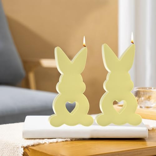 2 Stück Ostern Kaninchen Silikonformen Gießformen, 3D Kaninchen Gießform Ostern Silikonform Gips Auto Montiert Weihrauch Erweitern Gips Aromatherapie Form Dekoration Form Kerze Ostern (C) von GZWY