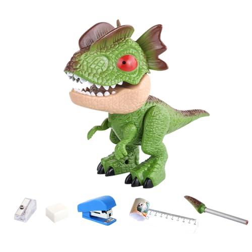 Bleistiftspitzer für Kinder, 5 in 1 Dinosaurier Tiermodell Anspitzer mit Stift, Lineal, Radiergummi, Hefter, Lernbriefpapier für Grundschüler Jungen, Mädchen (A) von GZWY