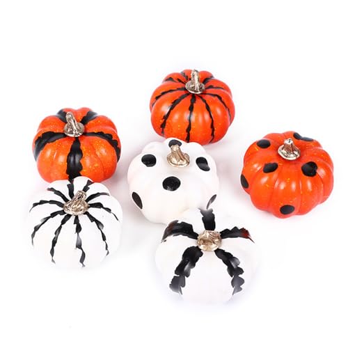 Herbstdeko Kürbis Deko, 6 Stück Halloween Deko Kürbis Set, Keramik Kürbis Herbst Deko, Halloween Deko Innen, Halloween Dekoration Kürbis für Tisch,Tablett,Schreibtisch,Kaminsims und Raumdekoration (B) von GZWY