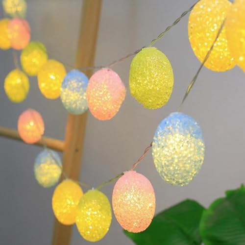 Osterdeko Ostergirlande mit Beleuchtung,3 Meter 20 LED Lichterkette Ostern,Ostern Deko Osterei Lichterkette Batteriebetrieben mit Timing Funktion,Ostereier Deko für Ostern Draußen Innen Deko (1.7M) von GZWY