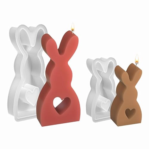 Ostern Kaninchen Kerzenform Silikon Osterhasen Silikonformen Gießformen 3D Gießform Tier Epoxidharz Kerzenformen zum Gießen für DIY Seife, Kerzen, Ostergeschenke (S+L) von GZWY