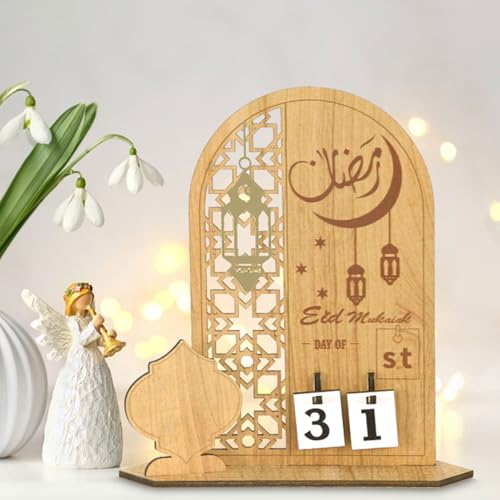 Ramadan Kalender, DIY Ramadan Deko Aus Holz, Ramadan Dekoration Countdown-Kalender, Ramadan Kalender Kinder, Eid Mubarak Dekoration, Ramadan Mubarak Dekoration Ramadan Geschenke für Kinder (A) von GZWY