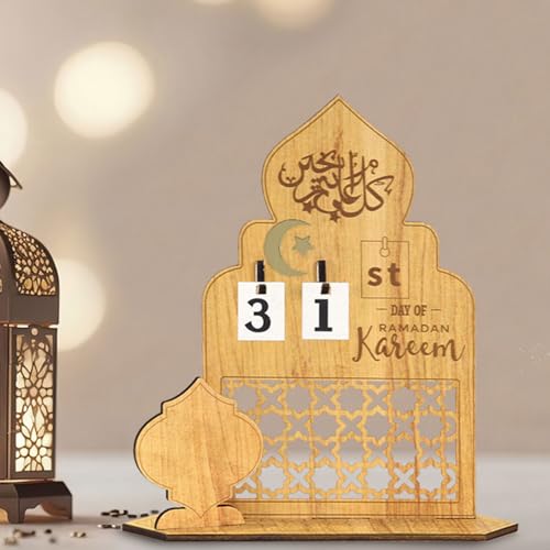 Ramadan Kalender, DIY Ramadan Deko Aus Holz, Ramadan Dekoration Countdown-Kalender, Ramadan Kalender Kinder, Eid Mubarak Dekoration, Ramadan Mubarak Dekoration Ramadan Geschenke für Kinder (B) von GZWY