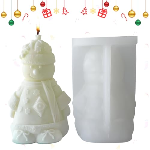 Silikonform Weihnachten Schneemann Kerzenform Silikon Weihnachten 3D Silikonform Schneemann Silikon Kerzen Gießform DIY Weihnachtsmann Kerzenformen zum Gießen für Weihnachten Deko von GZWY