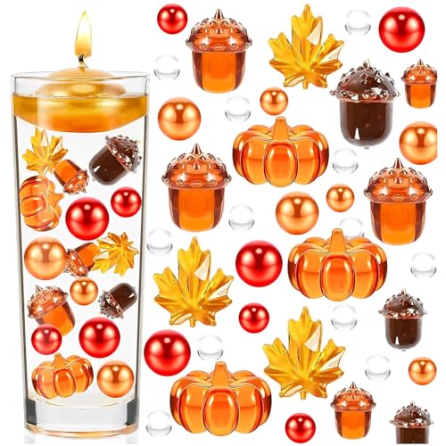 Thanksgiving Wasserperlen Vase Filler Faux Pearl für Vasenfüller Wasser Perlen Gels Perle Schwimmende Kerze Mittelstück für Tischdekoration Thanksgiving Herbst Halloween Party Festival Dekoration (#2) von GZWY