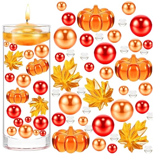 Thanksgiving Wasserperlen Vase Filler Faux Pearl für Vasenfüller Wasser Perlen Gels Perle Schwimmende Kerze Mittelstück für Tischdekoration Thanksgiving Herbst Halloween Party Festival Dekoration (#1) von GZWY