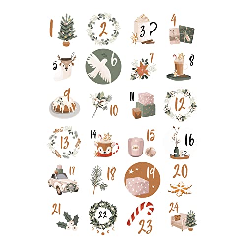 GZYshoyao 24 Adventskalender Zahlen,Aufkleber für Adventskalender, Aufkleber Weihnachten,Adventskalender Sticker,Nummern Aufkleber, Geschenkaufkleber Weihnachten, Befüllen (L, one size) von GZYshoyao