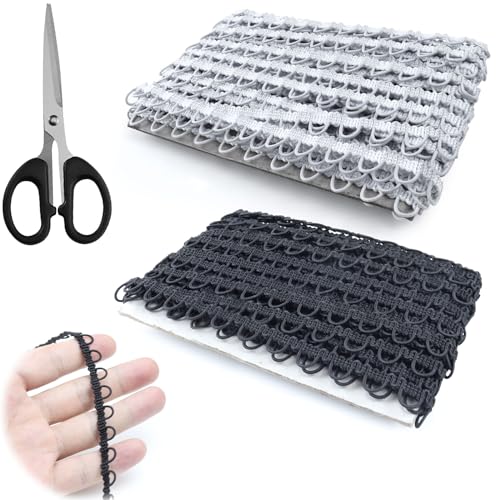 GZjiyu 2 Rolls ösenband, 10 Meter Knopfschlaufe, Braid Knopflochband für Hochzeitskostüm, Abendkleider, Home Decor mit 1 Große Schere(Schwarz & Weiß) von GZjiyu