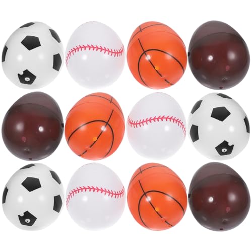 Gadpiparty 12 Stück Ostereier Befüllbare Ostereier Leere Kunststoff-Sporteier Für Geburtstagsgeschenke – Fußball-Baseball-Basketball-Fußball-Eier Für Osterparty-Aktivitäten von Gadpiparty