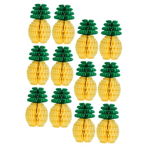 Gadpiparty 12 Stück Papier-Ananas-Dekoration Ananas-Hängeornament Ananas-Waben-Ananas-Hängedekoration Waben-Ananas-Dekoration Wabenfrucht 3D-Wabenkugel-Papierfächer von Gadpiparty