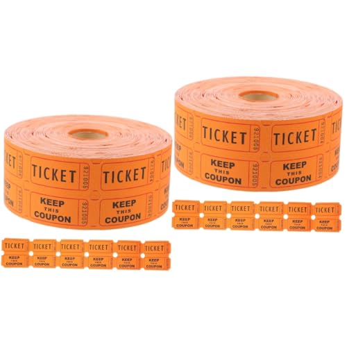 Gadpiparty 2 Rollen Los doppelt Orangefarbene Tombola-Tickets rote Tombola-Tickets reiten Bingo-Karten evengers event coupon gewinnspiele glücksspiel Karten für Party Tickets Etiketten Papier von Gadpiparty