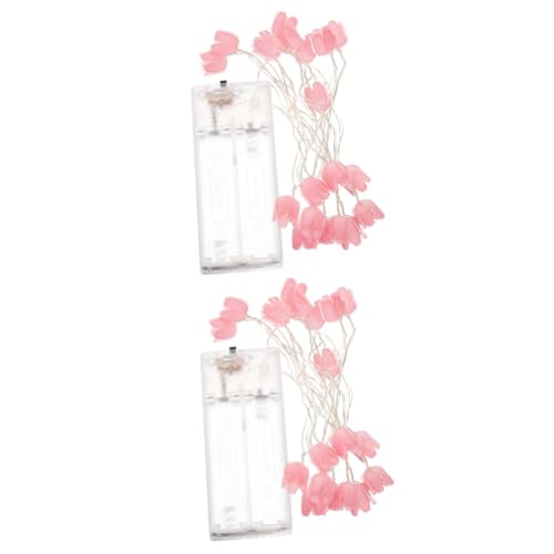 Gadpiparty 2 Stück Schnur Tulpen-lichterketten Hängende Lichterketten Led-tulpe Rose Tulpenlampe Rote Lichterketten Gold Laternen Miniatur Fee Neon Blumen Solar-pavillonleuchten Plastik von Gadpiparty