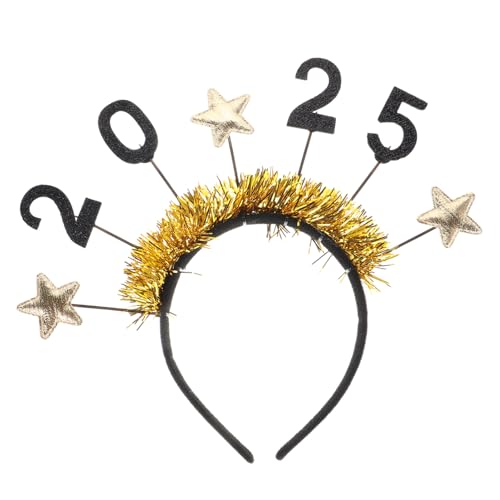 Gadpiparty 2025 Frohes Neues Jahr Stirnband Tiara Glitzer Stern Kopfbedeckung Partydekorationen Für Silvester Partyzubehör 2025 Für Kinder Und Erwachsene Einheitsgröße (Golden) von Gadpiparty