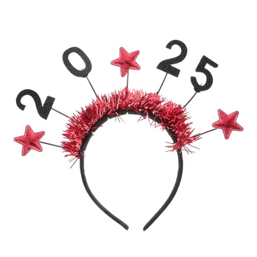 Gadpiparty 2025 Frohes Neues Jahr Stirnband Tiara Glitzer Stern Kopfbedeckung Partydekorationen Für Silvester Partyzubehör 2025 Für Kinder Und Erwachsene Einheitsgröße (Rot) von Gadpiparty