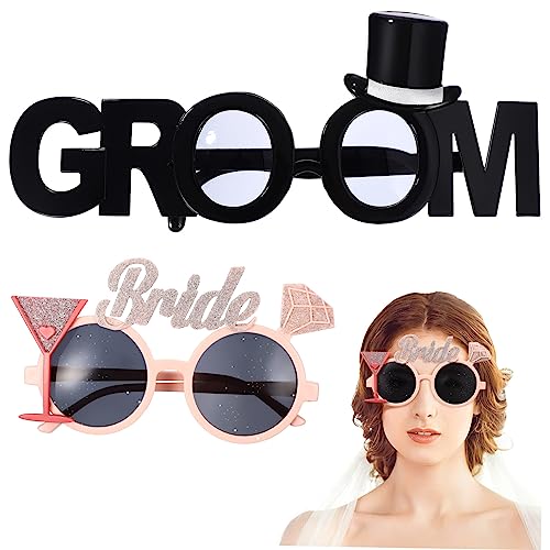 Gadpiparty 2st Braut Bräutigam Brille Accessoires Für Den Junggesellenabschied Dekorationen Für Junggesellenabschiede Brautparty-Brillen Bräutigam Brillen Lustige Plastik Hochzeit Liebhaber von Gadpiparty