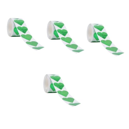 Gadpiparty 4 Rollen Herz Siegel abdichtende Aufkleber St. Patricks-Etiketten Karte scrapbooking sticker scrapbook stickers Patty' Day-Aufkleber Geschenkaufkleber Kupferplattenaufkleber Green von Gadpiparty