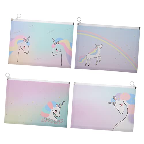 Gadpiparty 4 Stücke Einhorn Muster Dokument Taschen Wasserdichte A4 File Speicher Taschen Reißverschluss Taschen von Gadpiparty