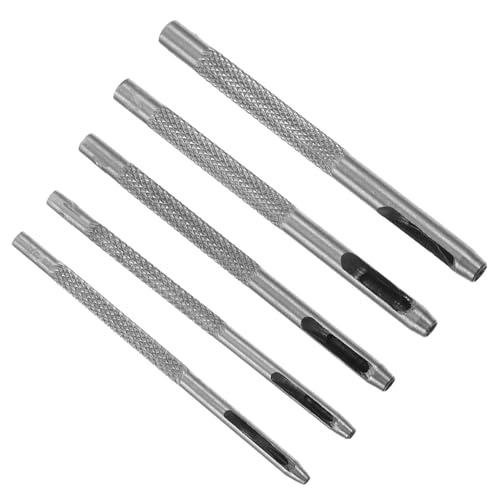 Gadpiparty 5 Teiliges Set Gürtelstanzer Kleiner Locher Ösen Set Locher Für Stoff Locher Clips Fester Filz Locher Lederstanzer Gerät Ösenausrüstung Lochschneider Stahl Silber von Gadpiparty