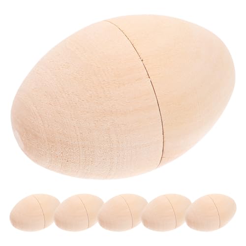 Gadpiparty 6Pcs Unvollendete Hölzerne Hohle Eier DIY Ostereier Leer Halbe Handwerksperlen Holz Mini -Hemisphäre Holz Gefälschte Ostereiern Jagd DIY Malerei Kunsthandwerk Dekoration Home von Gadpiparty